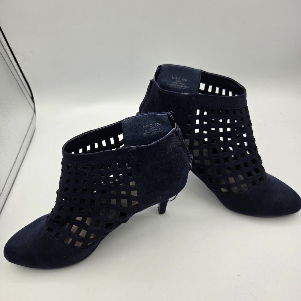 IMPO Shoes Womens Size 10 M‎ Navy Blue Zip Ankle Boot Faux Suede Shoe
